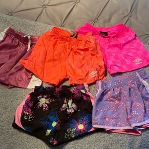 5 pack girls soccer/sports shorts size S/XS